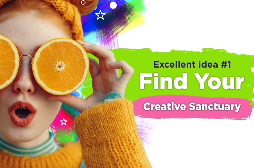 creative-sanctuary-study-space. Red head teenager girl holding sliced orange fruit rings in front of her eyes.