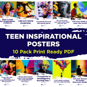 Teen Inspirational Posters (10 Pack) – Ready to Print PDF | Motivational Wall Art for Teens